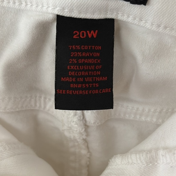 Earl Jeans White 2 Front Pockets 2 Back Patch Pockets Zipper And Button Size 20W - Picture 3 of 14